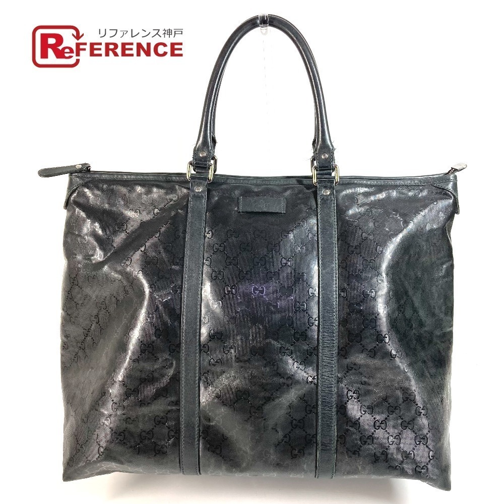 GUCCI GG Imprime Bag Shoulder Tote Boston Travel Black